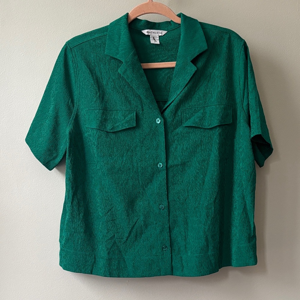Athleta Teal Button-Down Shirt
